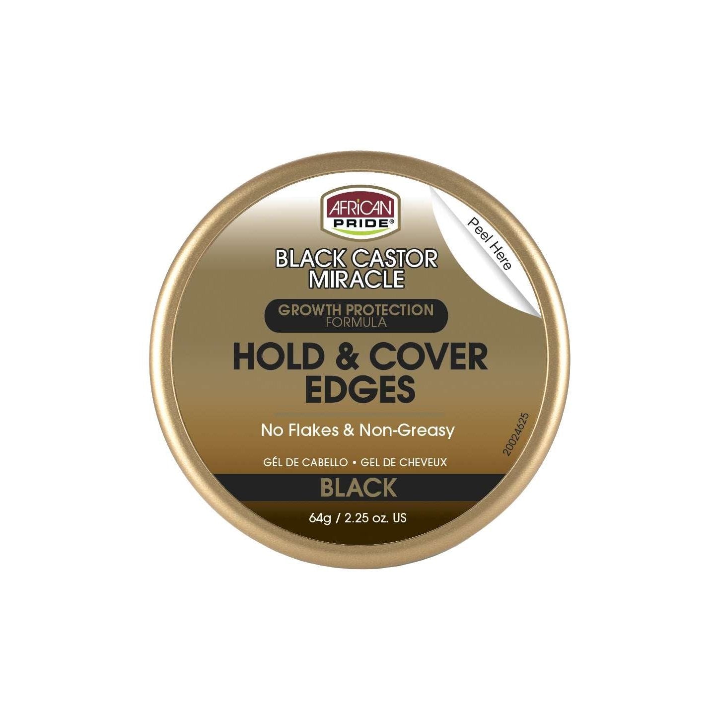 African Pride Black Castor Miracle Hold Cover Edges Black 2.25 Oz African Pride Black Castor Miracle Hold Cover Edges Black 2.25 Oz