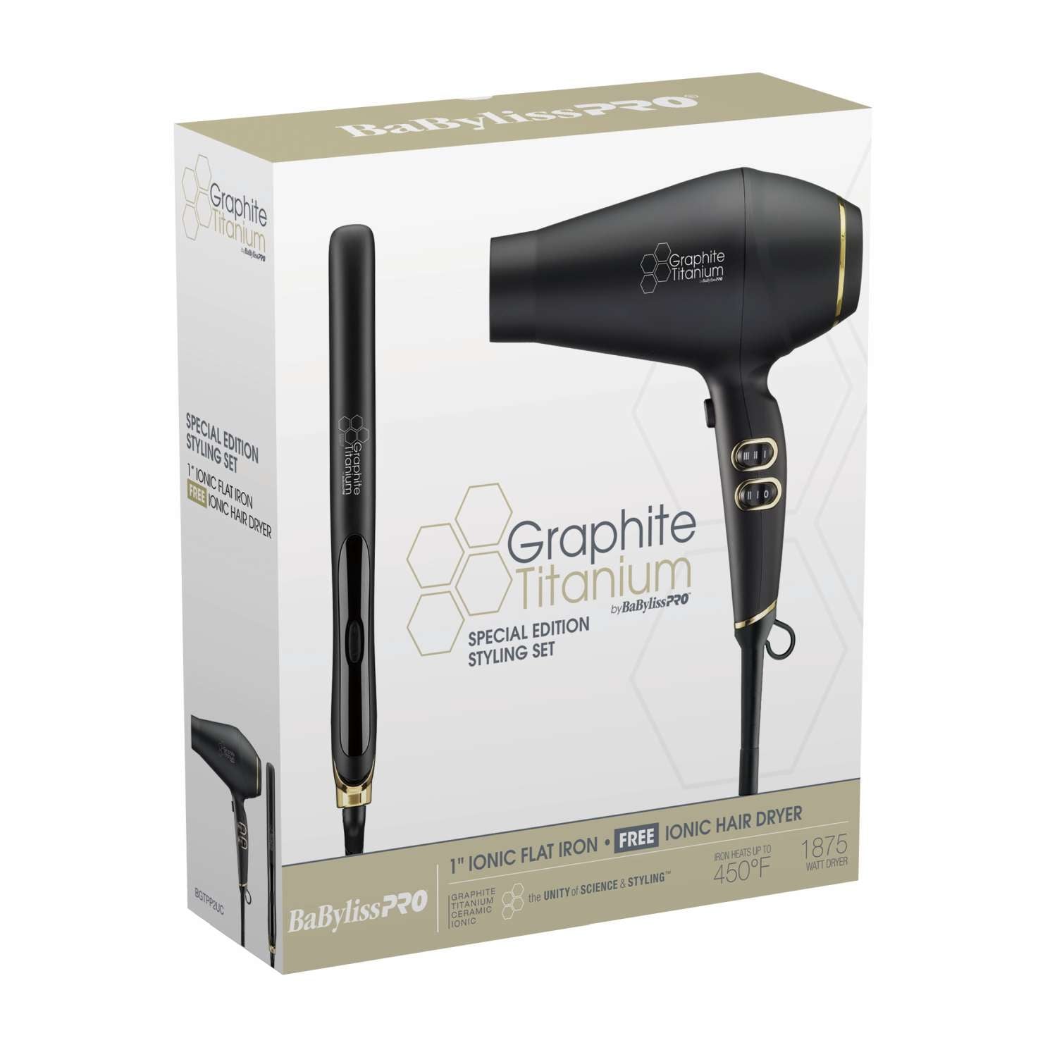 Babylisspro Graphite Titanium Dryer 1 Graphite Titanium Flat Iron Prepack Babylisspro Graphite Titanium Dryer 1 Graphite Titanium Flat Iron Prepack