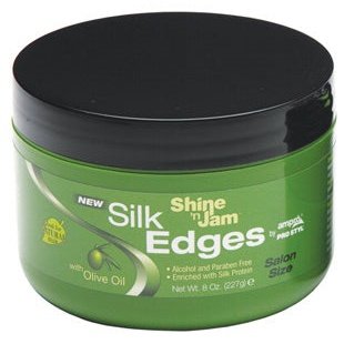 Ampro Shine 'N Jam Silk Edges W/Olive Oil 8 oz. Ampro Shine 'N Jam Silk Edges W/Olive Oil 8 oz.